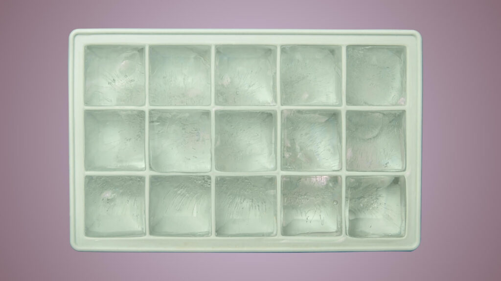 Silicone ice cube tray making large clear ice cubes